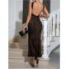 image:imageFloerns Womens Leopard Sleeveless Tank Dress Boat Neck Backless Club Bodycon Long DressBrown