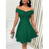 image:imageFloerns Womens Off The Shoulder Cocktail Dress Twist Front A Line Holiday Wedding Guest DressesDark Green