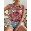 image:imageFloerns Womens Paisley Print Sleeveless Halter Tops Cut Out Boho CamisoleRed