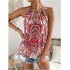 image:imageFloerns Womens Paisley Print Sleeveless Halter Tops Cut Out Boho CamisoleRed