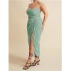 image:imageFloerns Womens Plus Size Cowl Neck Long Dress Sleeveless Ruched High Split Cocktail DressesMint Green