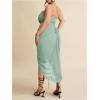 image:imageFloerns Womens Plus Size Cowl Neck Long Dress Sleeveless Ruched High Split Cocktail DressesMint Green