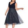 image:imageFloerns Womens Plus Size V Neck Sleeveless Sequin Cocktail Party Midi DressNavy Blue