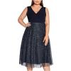image:imageFloerns Womens Plus Size V Neck Sleeveless Sequin Cocktail Party Midi DressNavy Blue