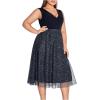 image:imageFloerns Womens Plus Size V Neck Sleeveless Sequin Cocktail Party Midi DressNavy Blue