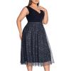 image:imageFloerns Womens Plus Size V Neck Sleeveless Sequin Cocktail Party Midi DressNavy Blue