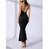 image:imageFloerns Womens Sexy Halter Maxi Dress Twist Backless Sleeveless Formal Cocktail Party Wedding Long Bodycon DressesBlack