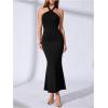 image:imageFloerns Womens Sexy Halter Maxi Dress Twist Backless Sleeveless Formal Cocktail Party Wedding Long Bodycon DressesBlack