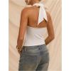 image:imageFloerns Womens Sleeveless Metal Ring Halter Tops Tie Backless Beach Camisole Tank TopWhite