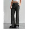 image:imageFloerns Womens Striped Print High Waisted Dress Pants Straight Leg Work Suit PantsBlack