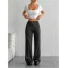 image:imageFloerns Womens Striped Print High Waisted Dress Pants Straight Leg Work Suit PantsBlack