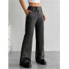 image:imageFloerns Womens Striped Print High Waisted Dress Pants Straight Leg Work Suit PantsBlack