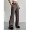 image:imageFloerns Womens Striped Print High Waisted Dress Pants Straight Leg Work Suit PantsChocolate Brown