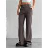 image:imageFloerns Womens Striped Print High Waisted Dress Pants Straight Leg Work Suit PantsChocolate Brown