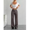 image:imageFloerns Womens Striped Print High Waisted Dress Pants Straight Leg Work Suit PantsChocolate Brown