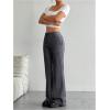 image:imageFloerns Womens Striped Print High Waisted Dress Pants Straight Leg Work Suit PantsDark Grey