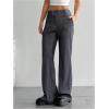 image:imageFloerns Womens Striped Print High Waisted Dress Pants Straight Leg Work Suit PantsDark Grey