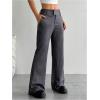 image:imageFloerns Womens Striped Print High Waisted Dress Pants Straight Leg Work Suit PantsDark Grey