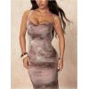 image:imageFloerns Womens Wedding Guest Dress Tie Dye Spaghetti Strap Cocktail Dinner Fishtail Maxi DressesGrey Multi
