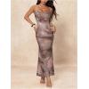 image:imageFloerns Womens Wedding Guest Dress Tie Dye Spaghetti Strap Cocktail Dinner Fishtail Maxi DressesGrey Multi