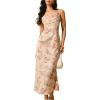 image:imageFloerns Womens Floral Cowl Neck Vintage Midi Dress Tie Shoulder Sleeveless Wedding Guest DressesApricot