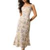 image:imageFloerns Womens Floral Cowl Neck Vintage Midi Dress Tie Shoulder Sleeveless Wedding Guest DressesBlue