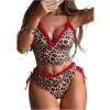 image:imageFloerns Womens Sexy V Neck Cheetah Tankini Swimsuit Tie Side Ruffle Trim 2 Piece Summer Beach Bathing SuitsBrown Multi
