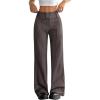 image:imageFloerns Womens Striped Print High Waisted Dress Pants Straight Leg Work Suit PantsChocolate Brown