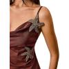 image:imageFloerns Womens Elegant Starfish Dress Draped Neck Backless Cocktail Cami SundressDark Brown