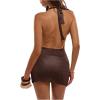 image:imageFloerns Womens Y2k Going Out Backless Sexy Halter Dress Draped Cowl Neck Sparkly Sequin Party Bodycon Mini DressesCoffee Brown