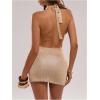 image:imageFloerns Womens Y2k Going Out Backless Sexy Halter Dress Draped Cowl Neck Sparkly Sequin Party Bodycon Mini DressesKhaki