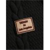 image:imageFloerns Mens 2 Piece Outfits Cable Knit Letter Patched Crewneck Tee and Shorts SetsBlack