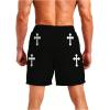 image:imageFloerns Mens Cross Print Track Shorts Drawstring Waist Athletic Casual ShortsBlack