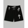 image:imageFloerns Mens Cross Print Track Shorts Drawstring Waist Athletic Casual ShortsBlack