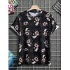 image:imageFloerns Mens Floral Print Short Sleeve Crew Neck Casual Tee Shirt TopsBlack Flower