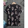 image:imageFloerns Mens Floral Print Short Sleeve Crew Neck Casual Tee Shirt TopsBlack Flower