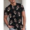 image:imageFloerns Mens Floral Print Short Sleeve Crew Neck Casual Tee Shirt TopsBlack Flower