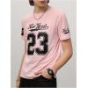 image:imageFloerns Mens Jersey Letter Print Graphic Oversized T Shirt Short Sleeve Crewneck Casual Football Jersey ShirtsLight Pink