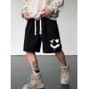image:imageFloerns Mens Loose Fit Cartoon Graphic Drawstring Elastic Waist Shorts Casual Going Out Track ShortsBlack