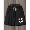 image:imageFloerns Mens Loose Fit Cartoon Graphic Drawstring Elastic Waist Shorts Casual Going Out Track ShortsBlack