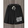 image:imageFloerns Mens Loose Fit Cartoon Graphic Drawstring Elastic Waist Shorts Casual Going Out Track ShortsBlack Letter