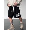 image:imageFloerns Mens Loose Fit Cartoon Graphic Drawstring Elastic Waist Shorts Casual Going Out Track ShortsBlack Letter