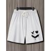 image:imageFloerns Mens Loose Fit Cartoon Graphic Drawstring Elastic Waist Shorts Casual Going Out Track ShortsWhite