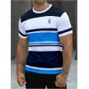 image:imageFloerns Mens Striped Print Color Block Short Sleeve T Shirt Crewneck Summer Tee ShirtsBlack and Blue