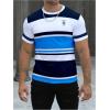 image:imageFloerns Mens Striped Print Color Block Short Sleeve T Shirt Crewneck Summer Tee ShirtsBlack and Blue