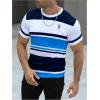 image:imageFloerns Mens Striped Print Color Block Short Sleeve T Shirt Crewneck Summer Tee ShirtsBlack and Blue