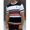 image:imageFloerns Mens Striped Print Color Block Short Sleeve T Shirt Crewneck Summer Tee ShirtsBlack and Red