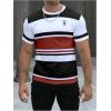 image:imageFloerns Mens Striped Print Color Block Short Sleeve T Shirt Crewneck Summer Tee ShirtsBlack and Red