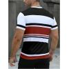 image:imageFloerns Mens Striped Print Color Block Short Sleeve T Shirt Crewneck Summer Tee ShirtsBlack and Red
