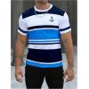 image:imageFloerns Mens Striped Print Color Block Short Sleeve T Shirt Crewneck Summer Tee ShirtsBlue Multi